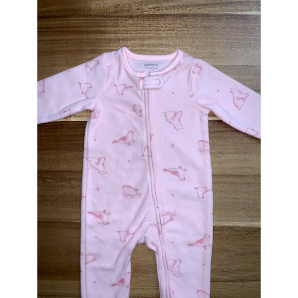 Carters Pink Animal Print Baby Girl Sleep & Play Pajamas Size 6M - Picture 5 of 9
